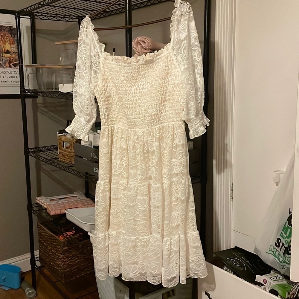 Baltic Born Cream Lace Midi Dress